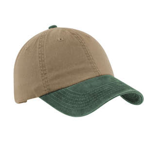 Port Authority Two-Tone Garment-Washed Cap - Dark/All Khaki/Green