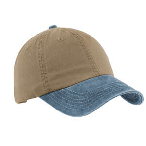 Port Authority Two-Tone Garment-Washed Cap - Dark/All Khaki/Blue, Steel