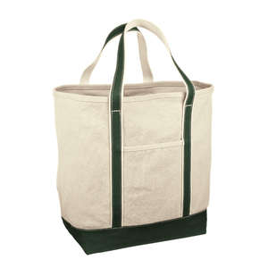 Red House Medium Heavyweight Canvas Tote - Dark/All Green, Forest/Natural