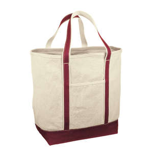 Red House Medium Heavyweight Canvas Tote - Dark/All Maroon/Natural