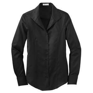 Red House Ladies Herringbone Non-Iron Button-Down Shirt - Dark/All Black