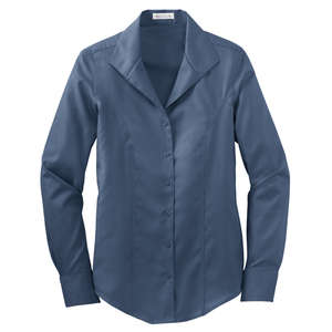 Red House Ladies Herringbone Non-Iron Button-Down Shirt - Dark/All Blue, Insignia