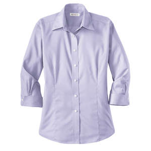 Red House Ladies 3/4-Sleeve Dobby Non-Iron Button-Down Shirt - Dark/All Lavender