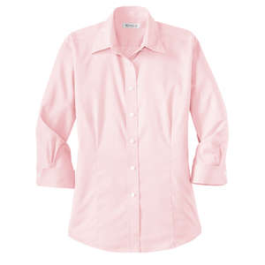 Red House Ladies 3/4-Sleeve Dobby Non-Iron Button-Down Shirt - Dark/All Pink, Light