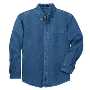 Port Authority Heavyweight Denim Shirt - Dark/All Blue, Dark Stonewashed
