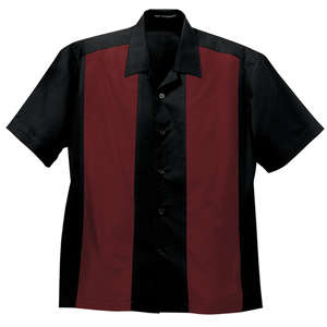 Port Authority Retro Camp Shirt - Dark/All Black/Burgundy