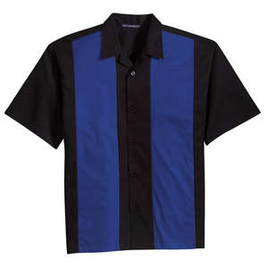 Port Authority Retro Camp Shirt - Dark/All Black/Blue, Royal