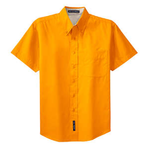 Port Authority Short Sleeve Easy Care Shirt - Dark/All Gold, Athletic/Stone