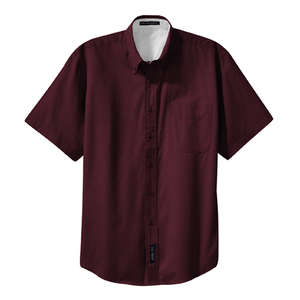Port Authority Short Sleeve Easy Care Shirt - Dark/All Burgundy/Stone
