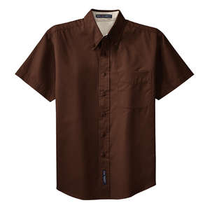 Port Authority Short Sleeve Easy Care Shirt - Dark/All Coffee/Stone