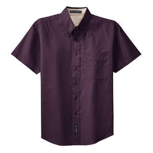 Port Authority Short Sleeve Easy Care Shirt - Dark/All Eggplant/Stone, Light