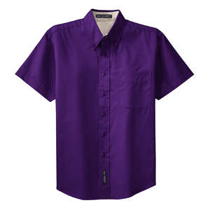 Port Authority Short Sleeve Easy Care Shirt - Dark/All Purple/Stone