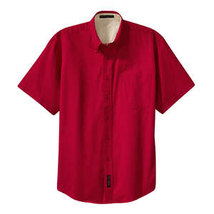Port Authority Short Sleeve Easy Care Shirt - Dark/All Red/Stone