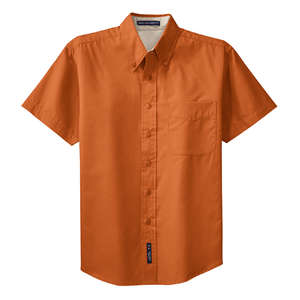 Port Authority Short Sleeve Easy Care Shirt - Dark/All Orange, Texas/Stone