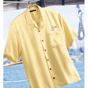 Port Authority Signature Palm Tree Jacquard Camp Shirt - Dark/All