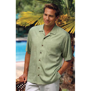 Port Authority Signature Palm Tree Jacquard Camp Shirt - Dark/All