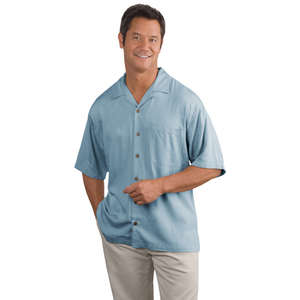 Port Authority Signature Palm Tree Jacquard Camp Shirt - Dark/All