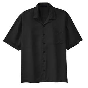 Port Authority Signature Palm Tree Jacquard Camp Shirt - Dark/All Black