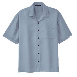 Port Authority Signature Palm Tree Jacquard Camp Shirt - Dark/All Blue, Dusty