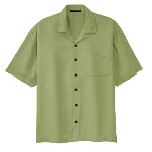 Port Authority Signature Palm Tree Jacquard Camp Shirt - Dark/All Celery