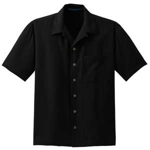 Port Authority Signature Silk Blend Camp Shirt - Dark/All Black