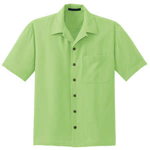 Port Authority Signature Silk Blend Camp Shirt - Dark/All Lime Sherbet