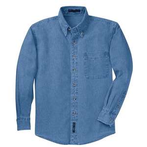 Port Authority Long Sleeve Twill Shirt - Dark/All Blue, Faded