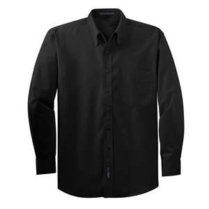 Port Authority Long Sleeve Easy Care Soil Resistant Shirt - Dark/All Black