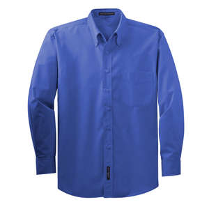 Port Authority Long Sleeve Easy Care Soil Resistant Shirt - Dark/All Blue, Faded