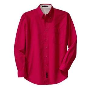 Port Authority Long Sleeve Easy Care Shirt - Dark/All Red/Stone