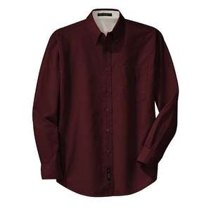 Port Authority Long Sleeve Easy Care Shirt - Dark/All Burgundy/Stone