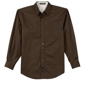 Port Authority Long Sleeve Easy Care Shirt - Dark/All Coffee/Stone