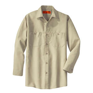 CornerStone Long Sleeve Industrial Work Shirt - Dark/All Tan, Light