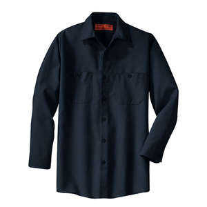 CornerStone Long Sleeve Industrial Work Shirt - Dark/All Blue, Navy