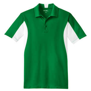 Sport-Tek Side Blocked Micropique Sport-Wick Sport Shirt - Dark/All Green, Kelly/White