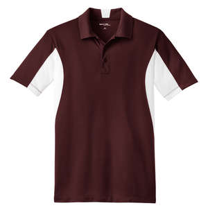 Sport-Tek Side Blocked Micropique Sport-Wick Sport Shirt - Dark/All Maroon/White