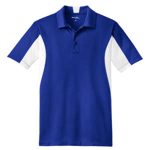 Sport-Tek Side Blocked Micropique Sport-Wick Sport Shirt - Dark/All Blue, Royal/White