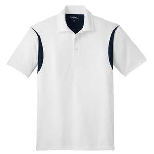 Sport-Tek Back Blocked Micropique Sport-Wick Sport Shirt - Dark/All White/Blue, True Navy