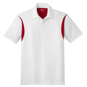Sport-Tek Back Blocked Micropique Sport-Wick Sport Shirt - Dark/All White/Red, True