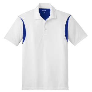 Sport-Tek Back Blocked Micropique Sport-Wick Sport Shirt - Dark/All White/Blue, True Royal