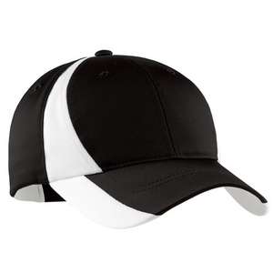 Sport-Tek Dry Zone Nylon Colorblock Cap - Dark/All Black/White