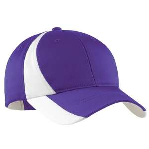 Sport-Tek Dry Zone Nylon Colorblock Cap - Dark/All Purple/White