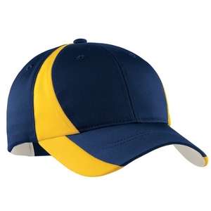 Sport-Tek Dry Zone Nylon Colorblock Cap - Dark/All Blue, Navy/Gold