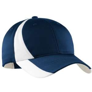 Sport-Tek Dry Zone Nylon Colorblock Cap - Dark/All Blue, Navy/White