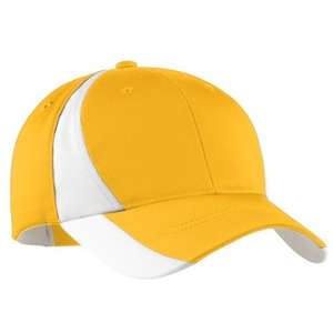 Sport-Tek Dry Zone Nylon Colorblock Cap - Dark/All Gold/White