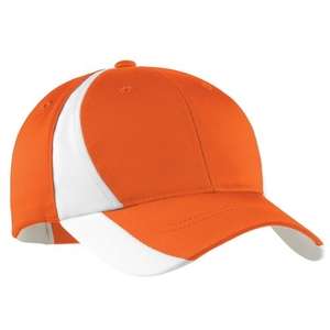 Sport-Tek Dry Zone Nylon Colorblock Cap - Dark/All Orange/White