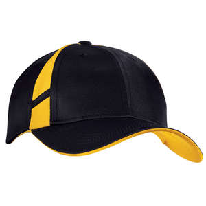 Sport-Tek Dry Zone Mesh Inset Cap - Dark/All Black/Gold