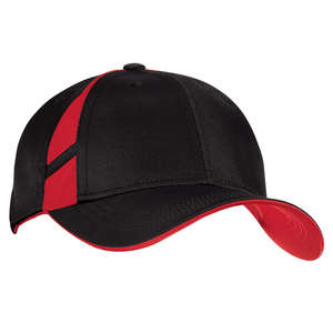Sport-Tek Dry Zone Mesh Inset Cap - Dark/All Black/Red
