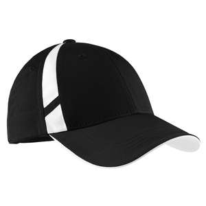 Sport-Tek Dry Zone Mesh Inset Cap - Dark/All Black/White