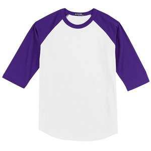 Sport-Tek Colorblock Raglan Jersey - Dark/All White/Purple
